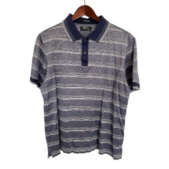 Modango Men's Blue Striped Polo Shirt size medium - Picture 1 of 6